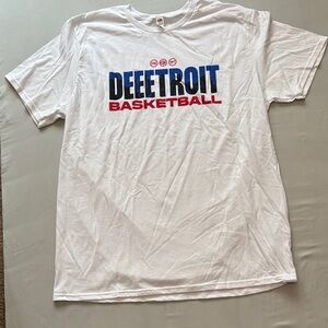 Fruit of the Loom White Detroit Basketball Tee